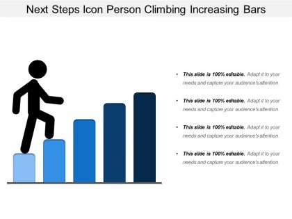 Next steps icon person climbing increasing bars