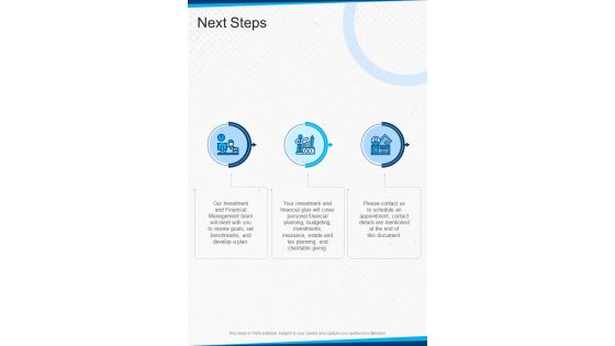 Next Steps Wealth Advisory Proposal One Pager Sample Example Document