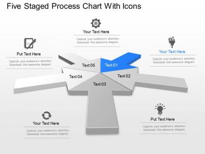 Nf five staged process chart with icons powerpoint template
