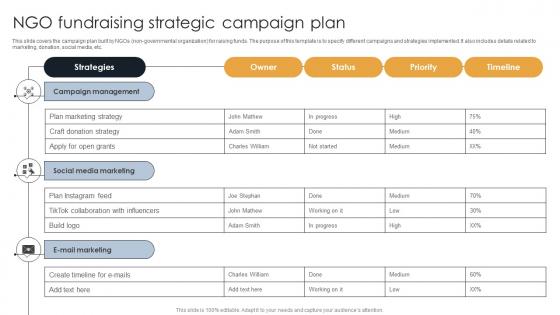 NGO Fundraising Strategic Campaign Plan