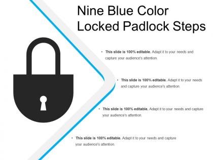 Nine blue color locked padlock steps