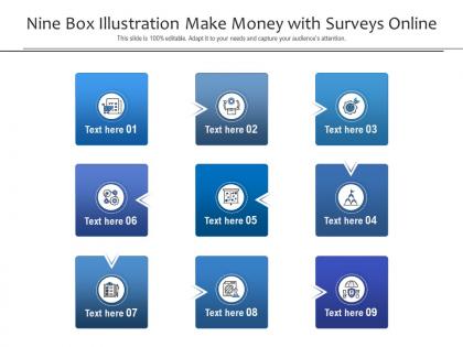 Nine box illustration make money with surveys online infographic template