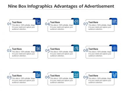 Nine box infographics advantages of advertisement template