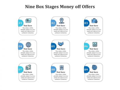 Nine box stages money off offers infographic template