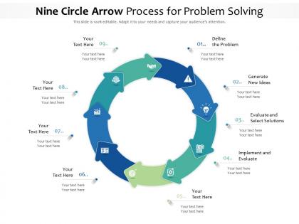 Nine circle arrow process for problem solving