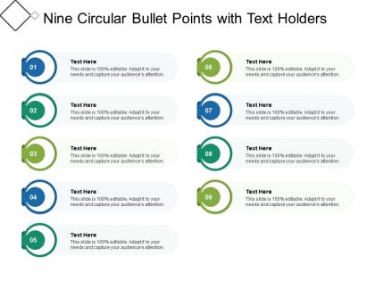 Nine circular bullet points with text holders
