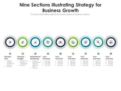 Nine sections illustrating strategy for business growth