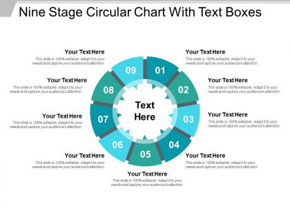 Nine stage circular chart with text boxes