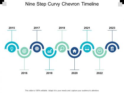 Nine step curvy chevron timeline