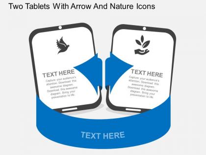 Nl two tablets with arrow and nature icons flat powerpoint design