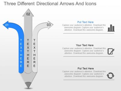 Nm three different directional arrows and icons powerpoint template