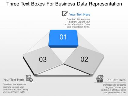 Nm three text boxes for business data representation powerpoint temptate