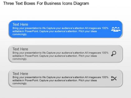 Nn three text boxes for business icons diagram powerpoint temptate
