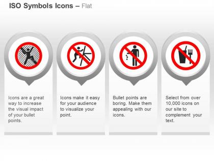 No climbing fence no climbing electrical tower no littering no food or drink ppt icons graphics