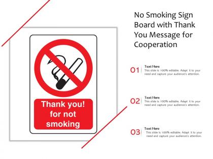 No smoking sign board with thank you message for cooperation