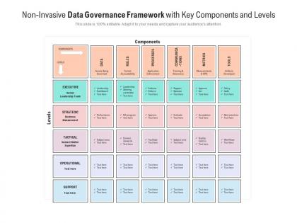 Non invasive data governance framework with key components and levels