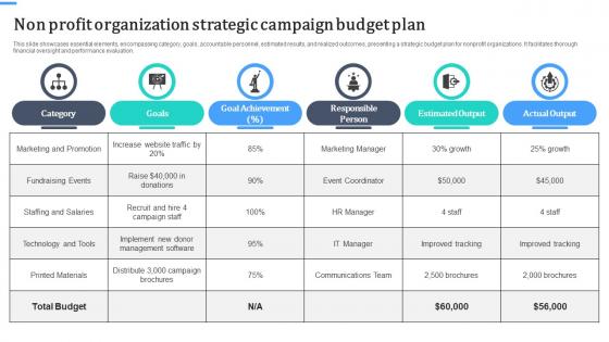 Non Profit Organization Strategic Campaign Budget Plan