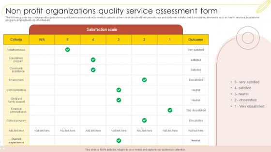 Non Profit Organizations Quality Service Assessment Form