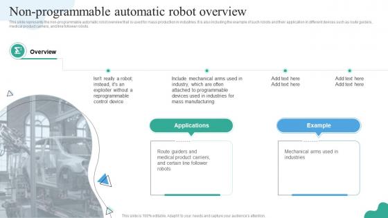 Non Programmable Automatic Robot Overview Autonomous Mobile Robots It