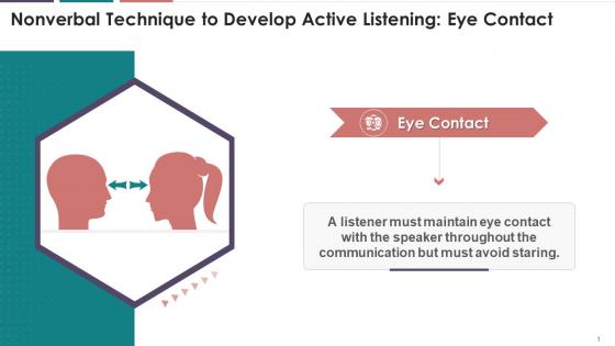 Nonverbal Technique Of Eye Contact To Develop Active Listening Training Ppt