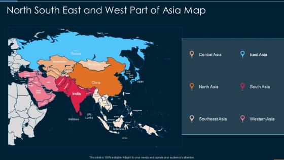 North South East And West Part Of Asia Map