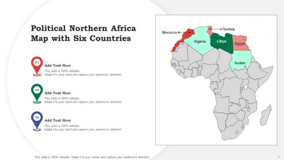 Political Northern Africa Map With Six Countries