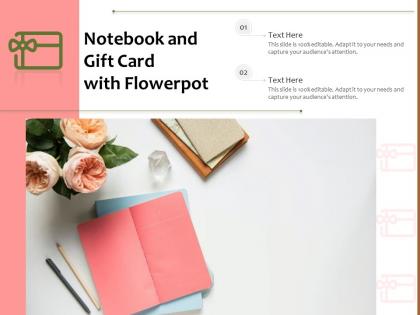 Notebook and gift card with flowerpot