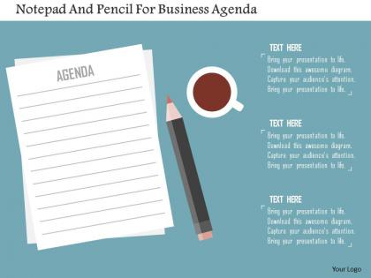 Notepad and pencil for business agenda flat powerpoint design