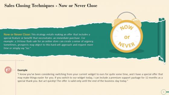 Now Or Never A Sales Closing Technique Training Ppt