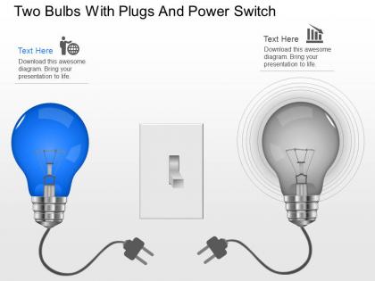 Nr two bulbs with plugs and power switch powerpoint temptate