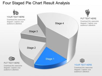 Ns four staged pie chart result analysis powerpoint template