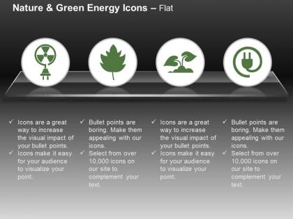 Nuclear energy symbol green plant power plug ppt icons graphics