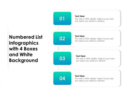 Numbered list infographics with 4 boxes and white background