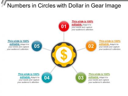 Numbers in circles with dollar in gear image
