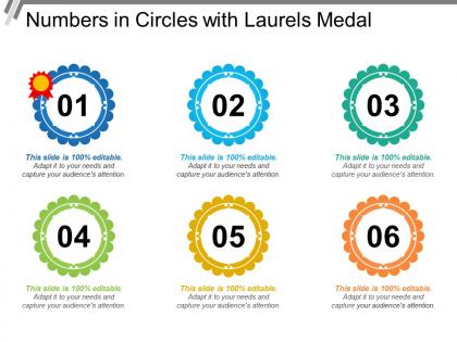 Numbers in circles with laurels medal