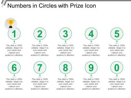 Numbers in circles with prize icon