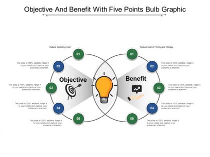 Objective and benefit with five points bulb graphic