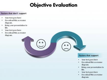 Objective evaluation using smiley faces happy sad ppt slides presentation diagrams templates powerpoint info graphics