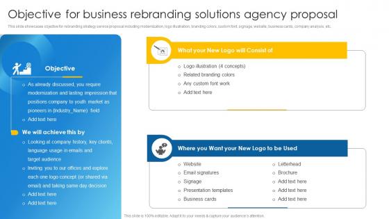 Objective For Business Rebranding Solutions Agency Proposal Ppt Microsoft
