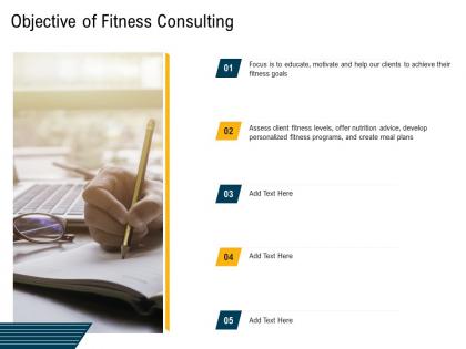 Objective of fitness consulting create meal ppt powerpoint presentation gallery graphics