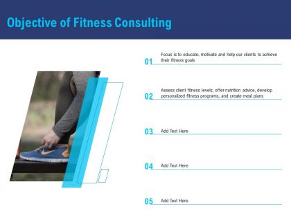 Objective of fitness consulting develop personalized ppt powerpoint icon