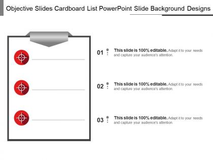 Objective slides cardboard list powerpoint slide background designs