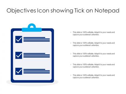 Objectives icon showing tick on notepad