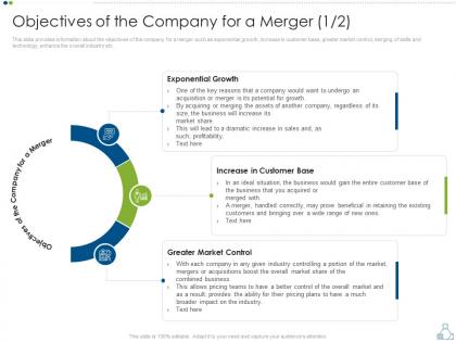Objectives of the company for a merger strategy to foster diversification
