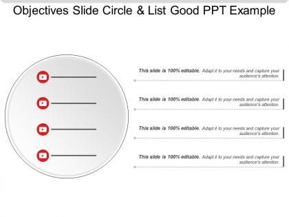 Objectives slide circle and list good ppt example
