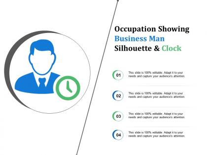 Occupation showing business man silhouette and clock