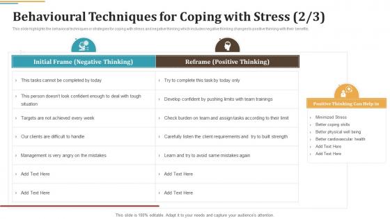Occupational Stress Management Strategies Behavioural Techniques For Coping With Stress