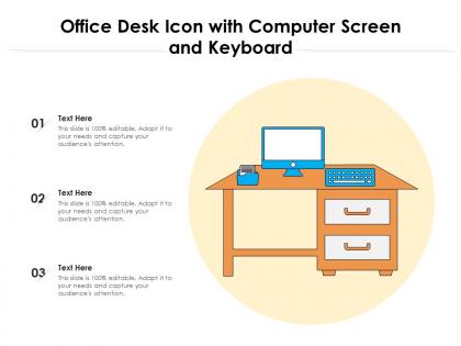 Office desk icon with computer screen and keyboard