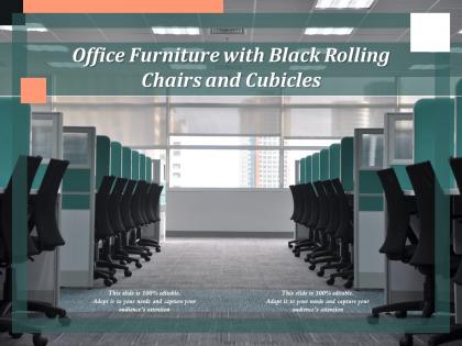 Office furniture with black rolling chairs and cubicles