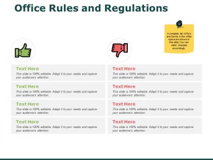 Office rules and regulations icons ppt powerpoint presentation icon layout